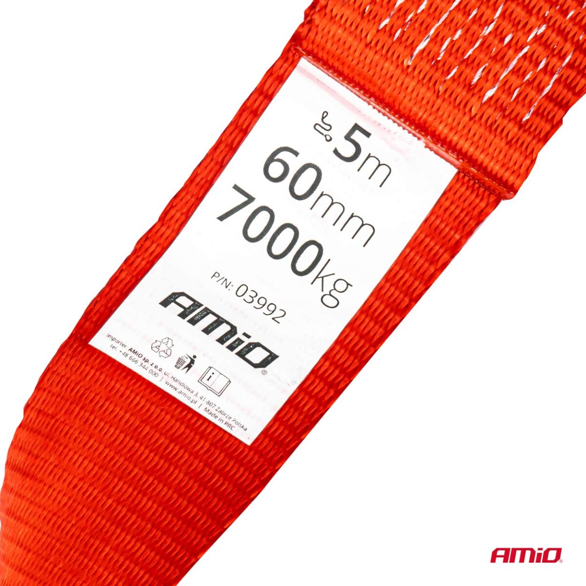 ΙΜΑΝΤΑΣ ΡΥΜΟΥΛΚΗΣΗΣ TOW ROPE H+U 60mm 7000KG ΚΟΚΚΙΝΟ AMIO - 1 τεμ. - Image 2