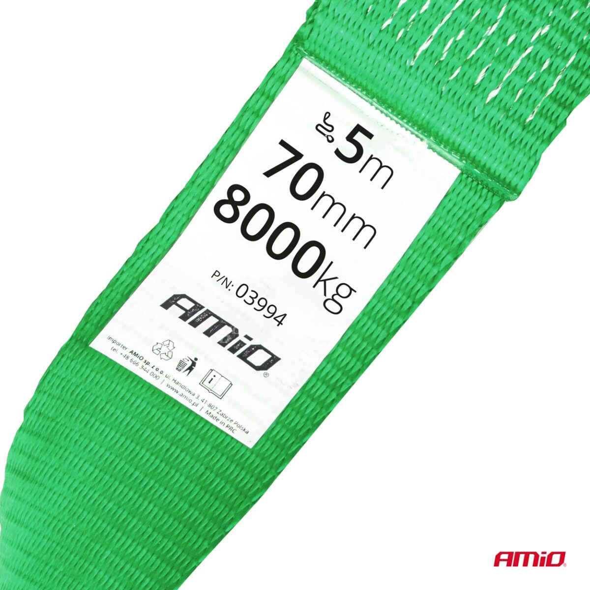 ΙΜΑΝΤΑΣ ΡΥΜΟΥΛΚΗΣΗΣ TOW ROPE H+U ΠΡΑΣΙΝΟ 75mm 8000KG 5m AMIO - 1 τεμ. - Image 2