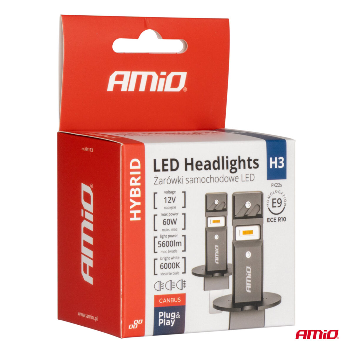 ΛΑΜΠΕΣ LED H3 12V 60W 6.000K 5.600lm +400% LED CAN-BUS HYBRID SERIES AMIO - 2 ΤΕΜ. - Image 5