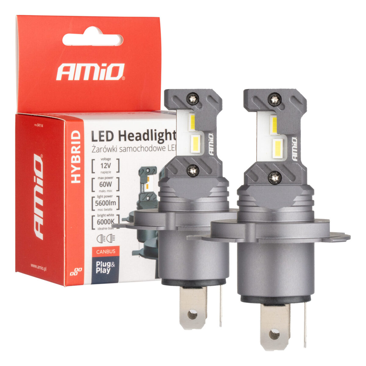 ΛΑΜΠΕΣ LED H4 12V 60W 6.000K 5.600lm +400% LED CAN-BUS HYBRID SERIES AMIO - 2 ΤΕΜ. - Image 1