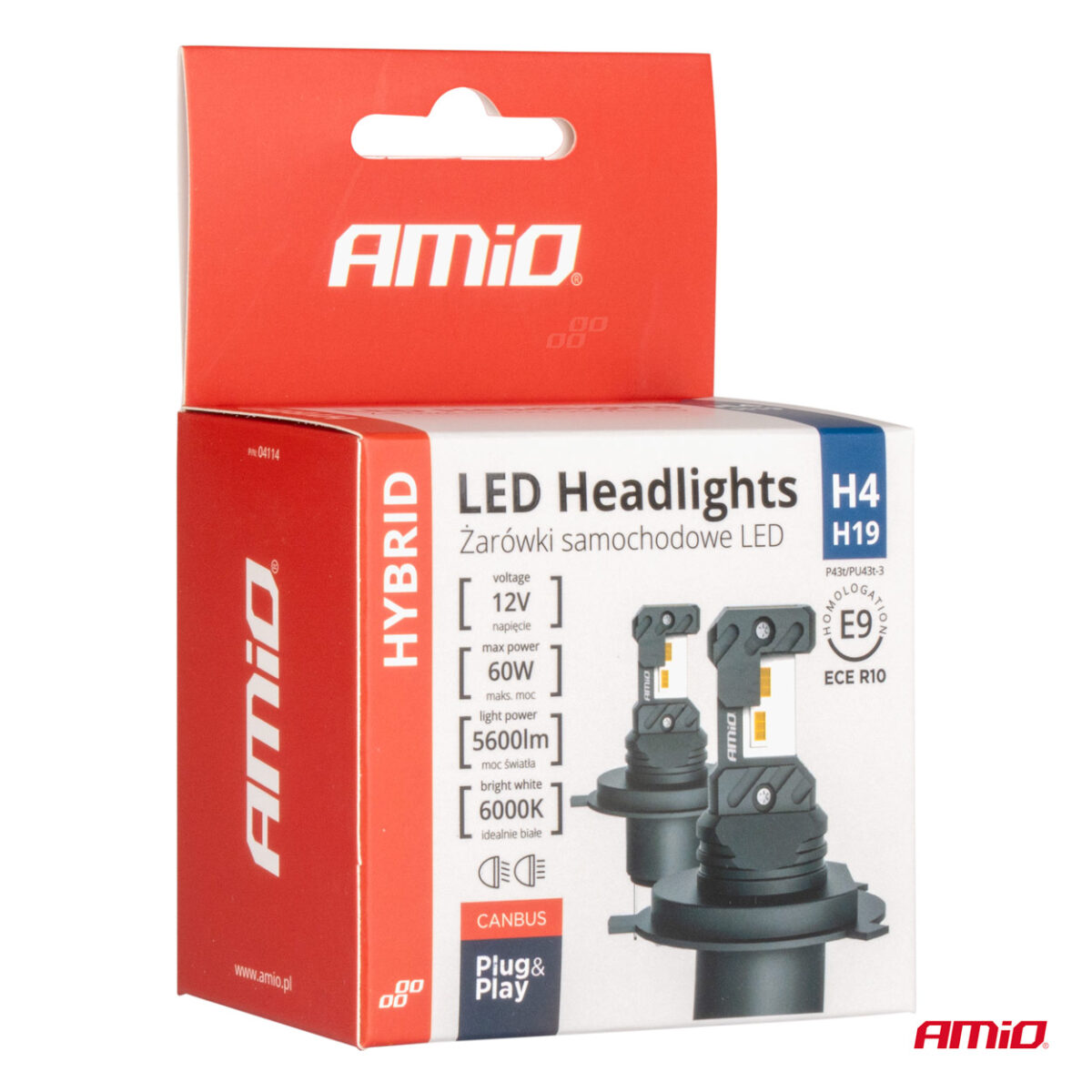 ΛΑΜΠΕΣ LED H4 12V 60W 6.000K 5.600lm +400% LED CAN-BUS HYBRID SERIES AMIO - 2 ΤΕΜ. - Image 4