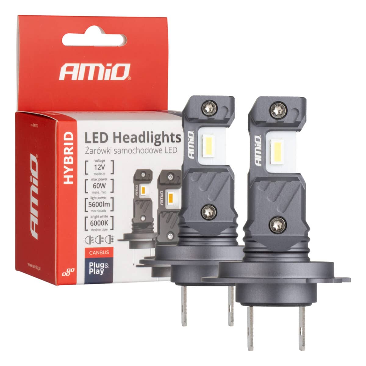 ΛΑΜΠΕΣ LED H7/Η18 12V 60W 6.000K 5.600lm +400% LED CAN-BUS HYBRID SERIES AMIO - 2 ΤΕΜ. - Image 1