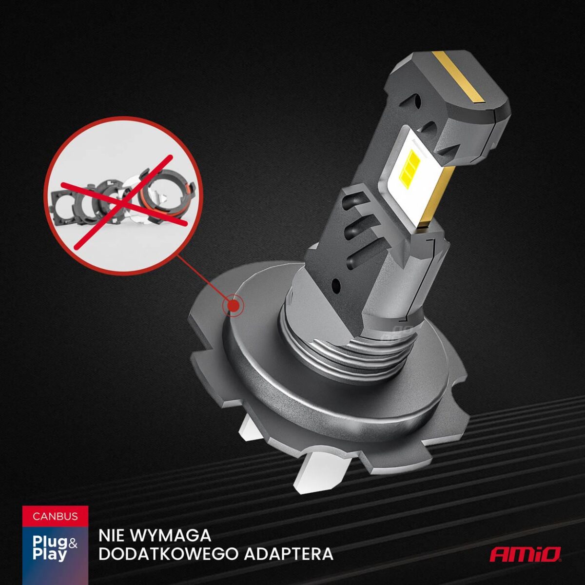 ΛΑΜΠΕΣ LED H7/Η18 12V 60W 6.000K 5.600lm +400% LED CAN-BUS HYBRID SERIES AMIO - 2 ΤΕΜ. - Image 2