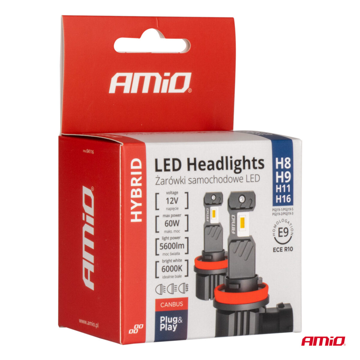 ΛΑΜΠΕΣ LED H8/Η9/Η11/Η16 12V 60W 6.000K 5.600lm +400% LED CAN-BUS HYBRID SERIES AMIO - 2 ΤΕΜ. - Image 5