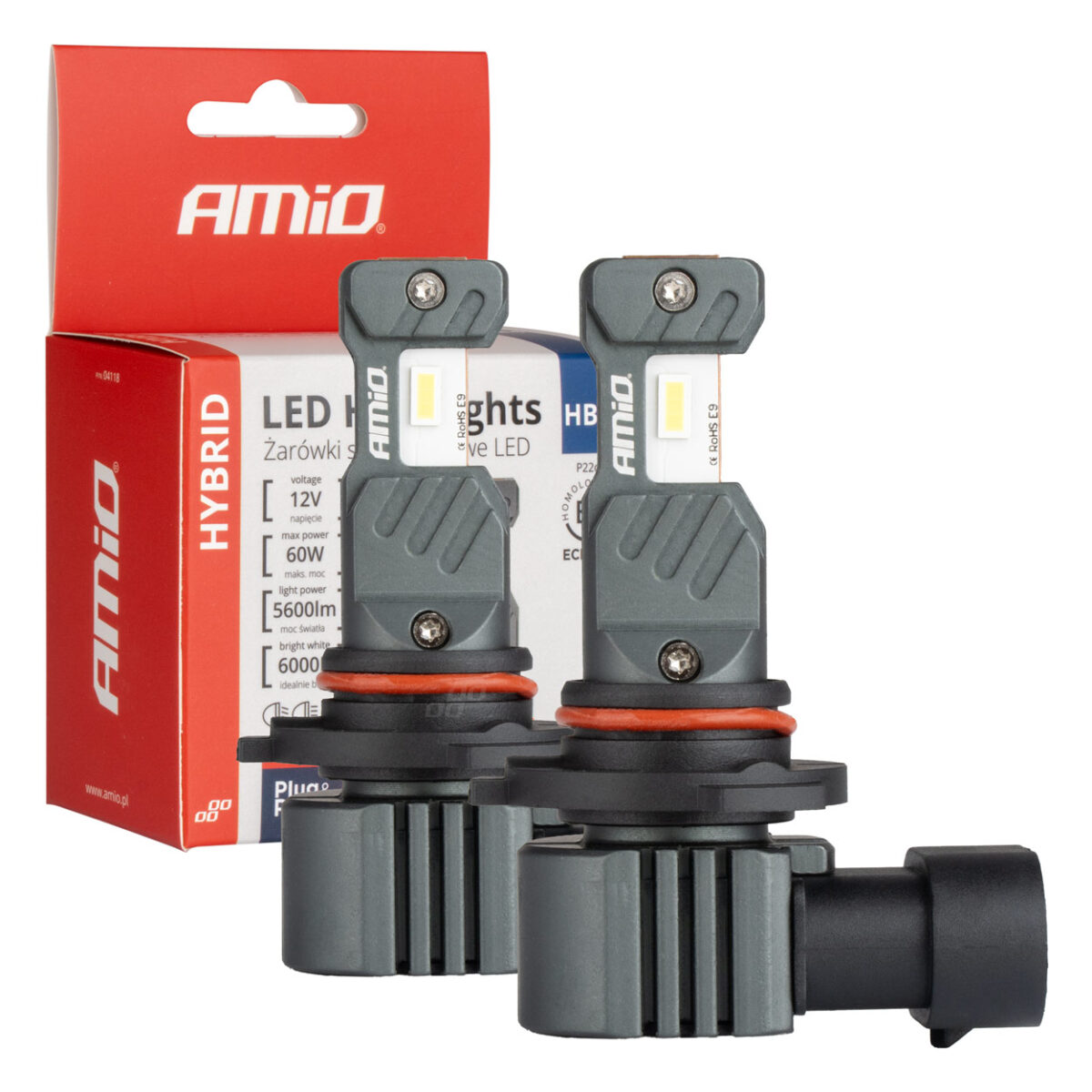 ΛΑΜΠΕΣ LED HΒ4 9006 12V 60W 6.000K 5.600lm +400% LED CAN-BUS HYBRID SERIES AMIO - 2 ΤΕΜ. - Image 1