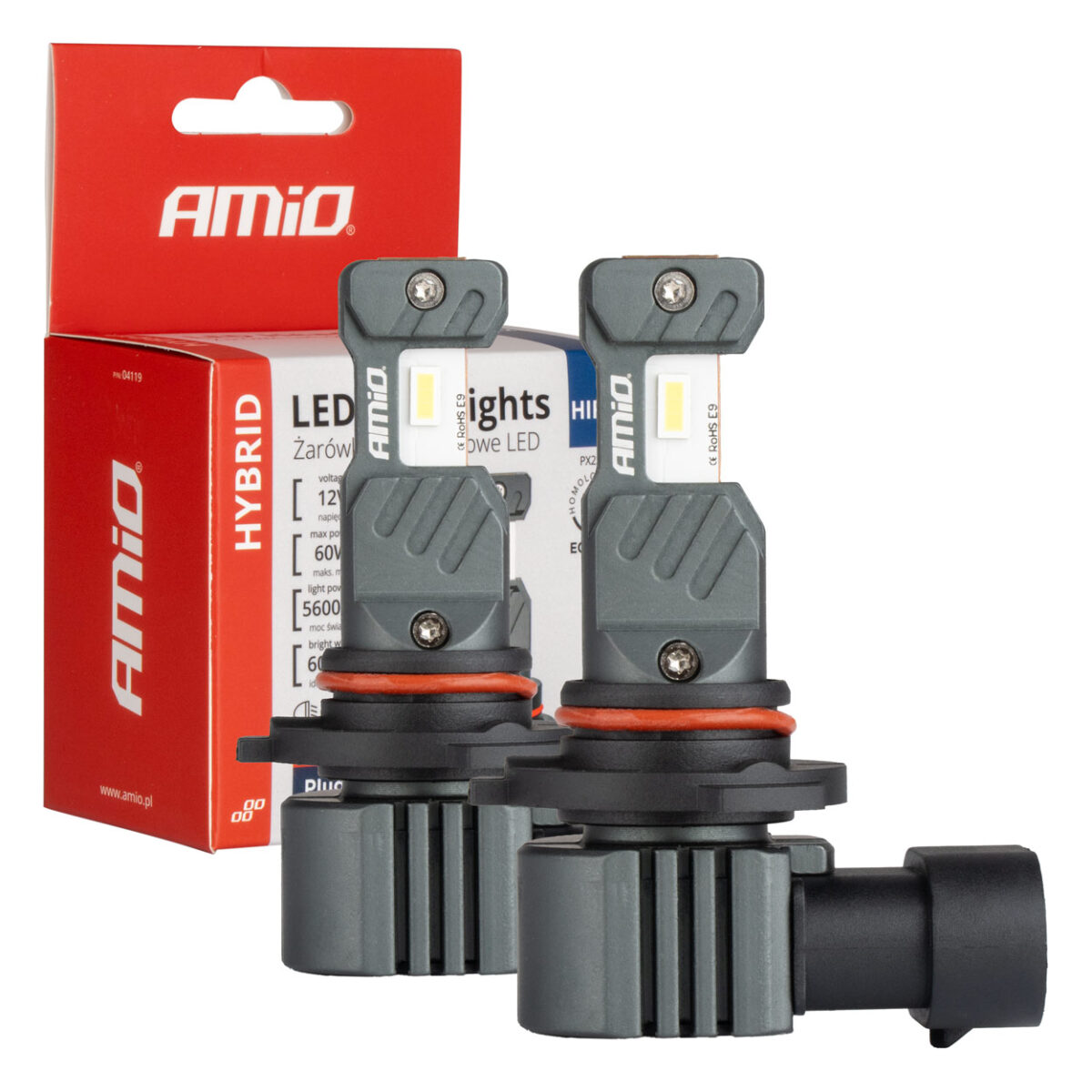 ΛΑΜΠΕΣ LED HIR2 12V 60W 6.000K 5.600lm +400% LED CAN-BUS HYBRID SERIES AMIO - 2 ΤΕΜ. - Image 1