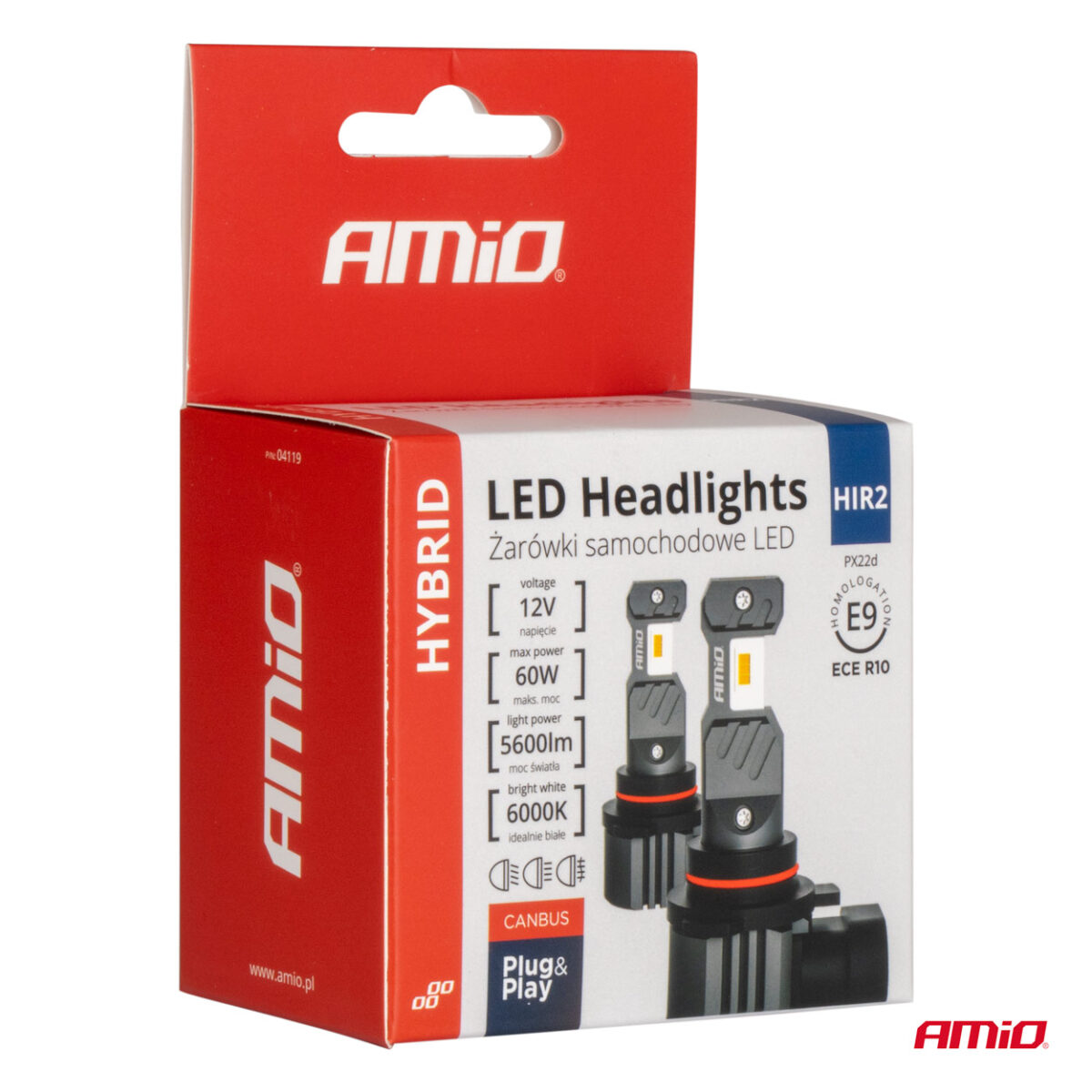 ΛΑΜΠΕΣ LED HIR2 12V 60W 6.000K 5.600lm +400% LED CAN-BUS HYBRID SERIES AMIO - 2 ΤΕΜ. - Image 5