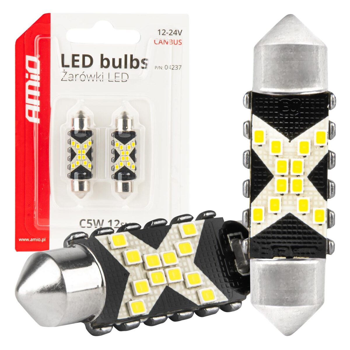 ΛΑΜΠΑΚΙΑ ΠΛΑΦΟΝΙΕΡΑΣ 39mm 12/24V C5W 5500K 12xSMD 2016 CAN-BUS FESTOON (ΛΕΥΚΟ) ΑΜΙΟ - 2 ΤΕΜ. - Image 1