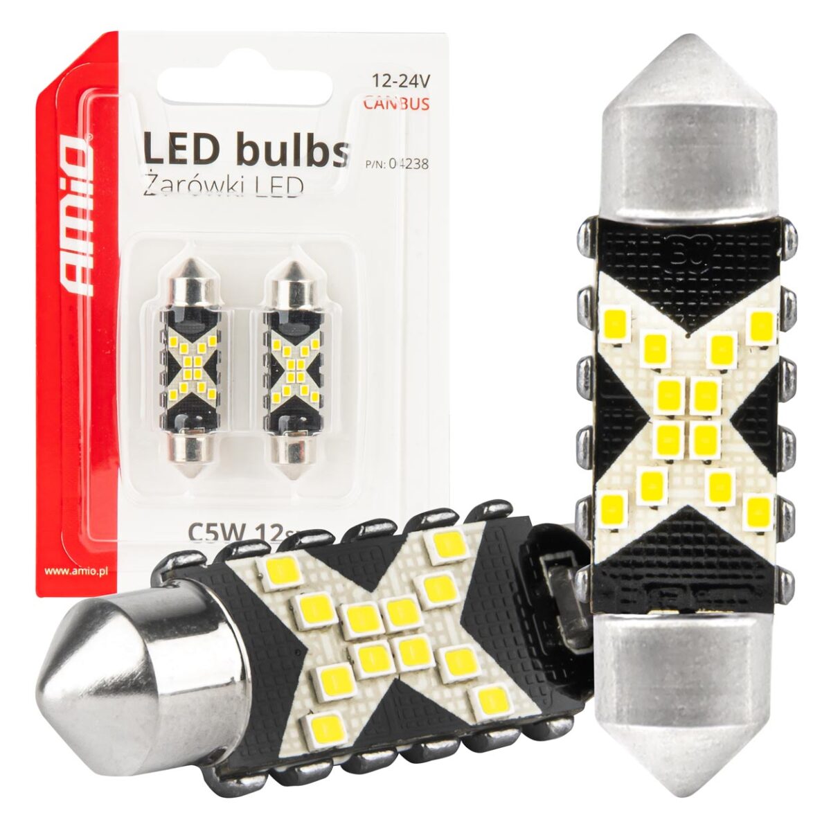ΛΑΜΠΑΚΙΑ ΠΛΑΦΟΝΙΕΡΑΣ 41mm 12/24V C5W 5500K 12xSMD 2016 CAN-BUS FESTOON (ΛΕΥΚΟ) ΑΜΙΟ - 2 ΤΕΜ. - Image 1