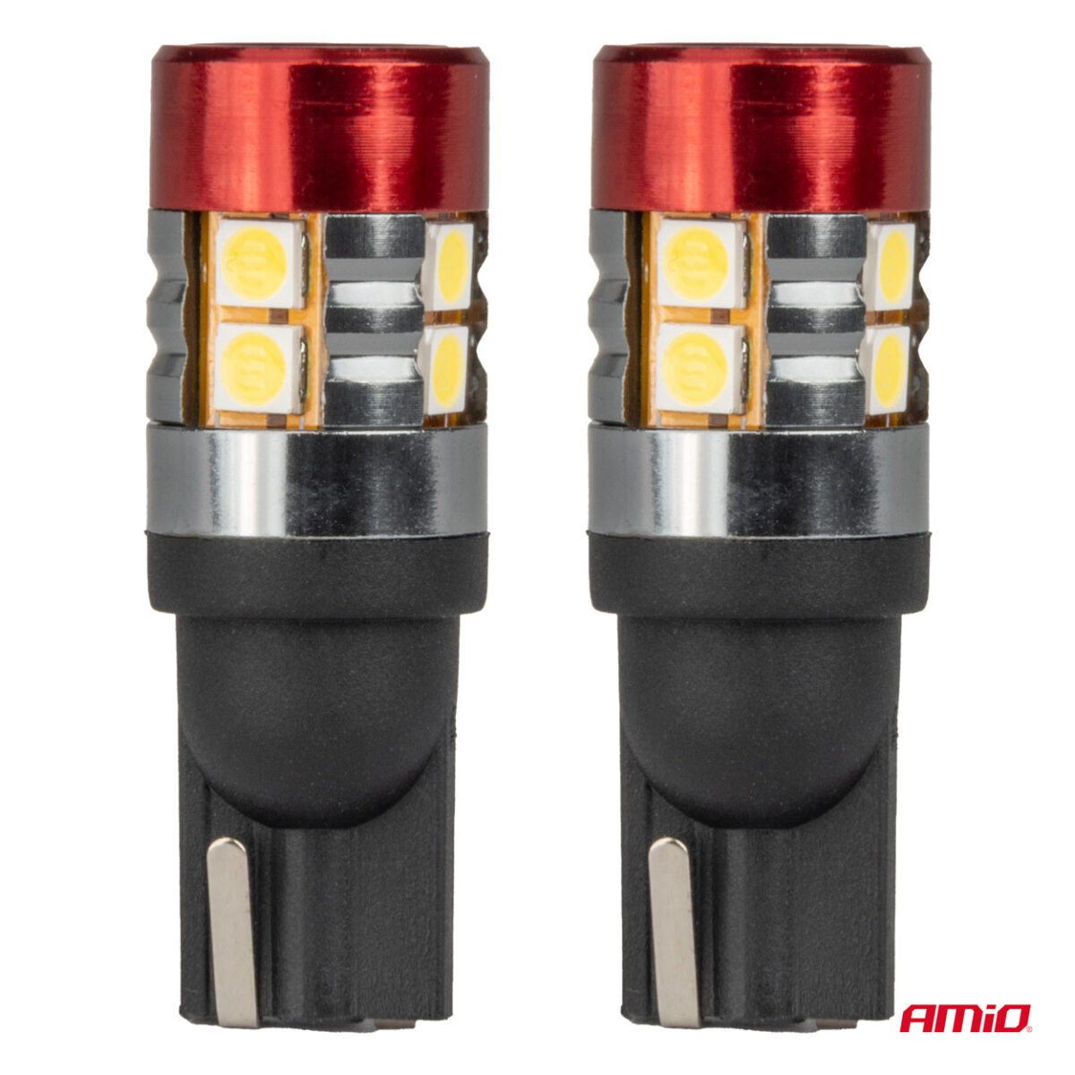 ΛΑΜΠΑΚΙΑ LED T10 W5W 12V/24V LED CAN-BUS 9xSMD 3030 ΛΕΥΚΟ ΦΩΣ 5.500K (ΣΕ ΧΡΩΜΑ ΚΟΚΚΙΝΟ-ΜΑΥΡΟ) AMIO - 2 ΤΕΜ. - Image 2