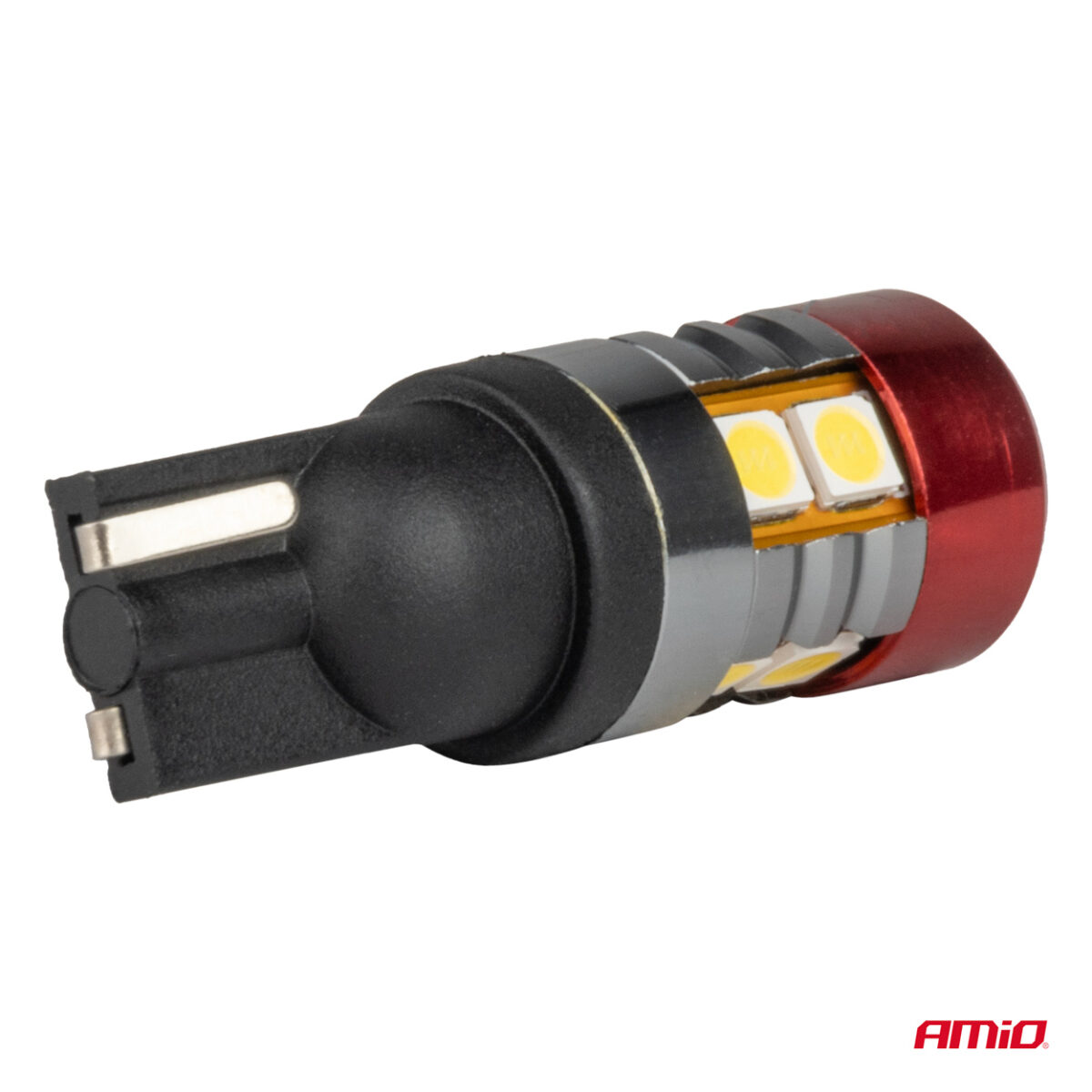 ΛΑΜΠΑΚΙΑ LED T10 W5W 12V/24V LED CAN-BUS 9xSMD 3030 ΛΕΥΚΟ ΦΩΣ 5.500K (ΣΕ ΧΡΩΜΑ ΚΟΚΚΙΝΟ-ΜΑΥΡΟ) AMIO - 2 ΤΕΜ. - Image 4