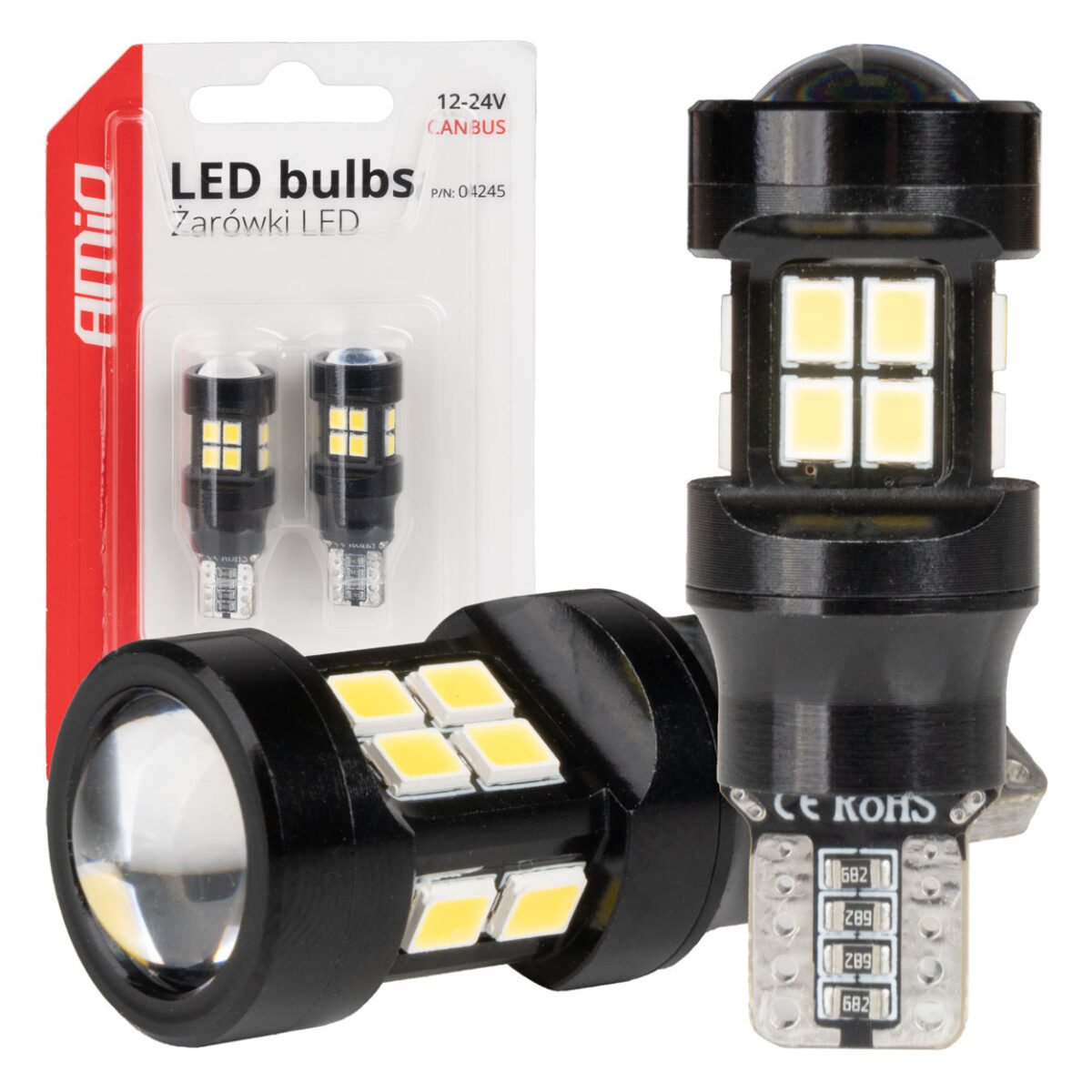 ΛΑΜΠΑΚΙΑ LED T15 W16W 12V/24V LED CAN-BUS 15xSMD 2835 ΛΕΥΚΟ ΦΩΣ 5.500K (ΣΕ ΧΡΩΜΑ ΜΑΥΡΟ) AMIO - 2 ΤΕΜ. - Image 1