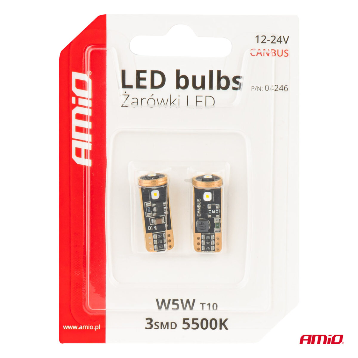 ΛΑΜΠΑΚΙΑ T10 W5W 12V/24V LED CAN-BUS 3xSMD 3838 ΛΕΥΚΟ 5500K ΑΜΙΟ - 2 ΤΕΜ. - Image 5
