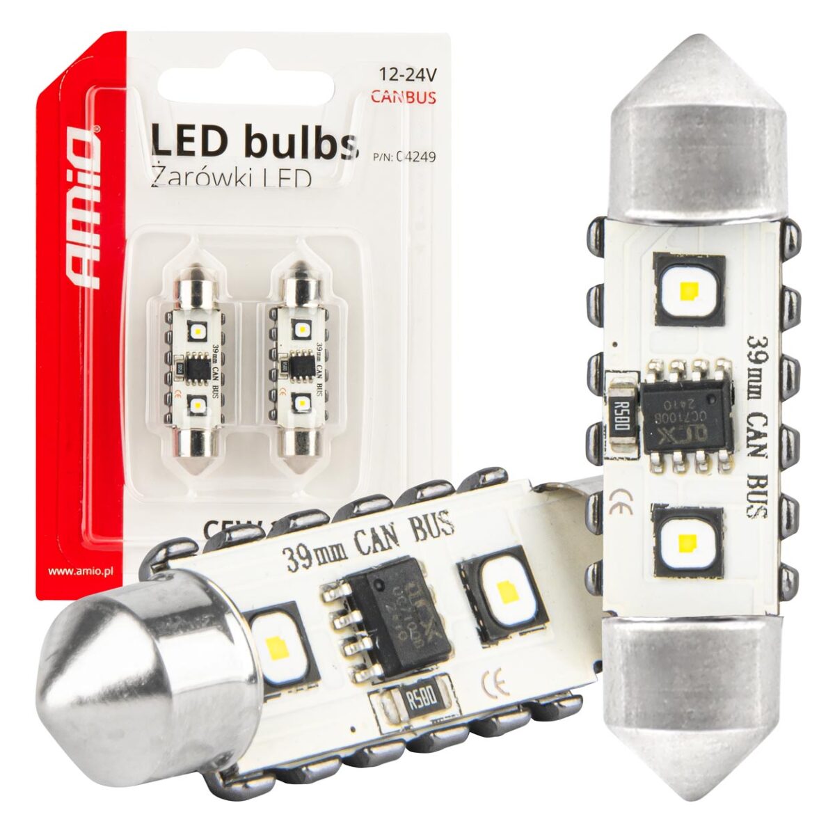ΛΑΜΠΑΚΙΑ ΠΛΑΦΟΝΙΕΡΑΣ 39mm 12/24V C5W 5500K 12xSMD 3838 CAN-BUS FESTOON (ΛΕΥΚΟ) ΑΜΙΟ - 2 ΤΕΜ. - Image 1