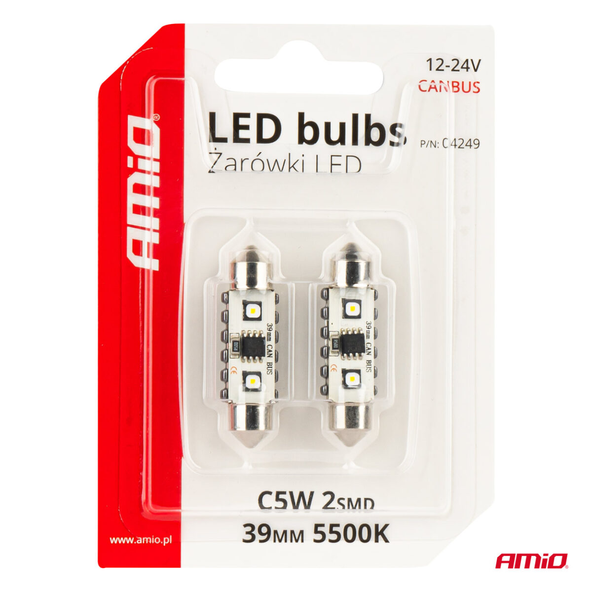 ΛΑΜΠΑΚΙΑ ΠΛΑΦΟΝΙΕΡΑΣ 39mm 12/24V C5W 5500K 12xSMD 3838 CAN-BUS FESTOON (ΛΕΥΚΟ) ΑΜΙΟ - 2 ΤΕΜ. - Image 5