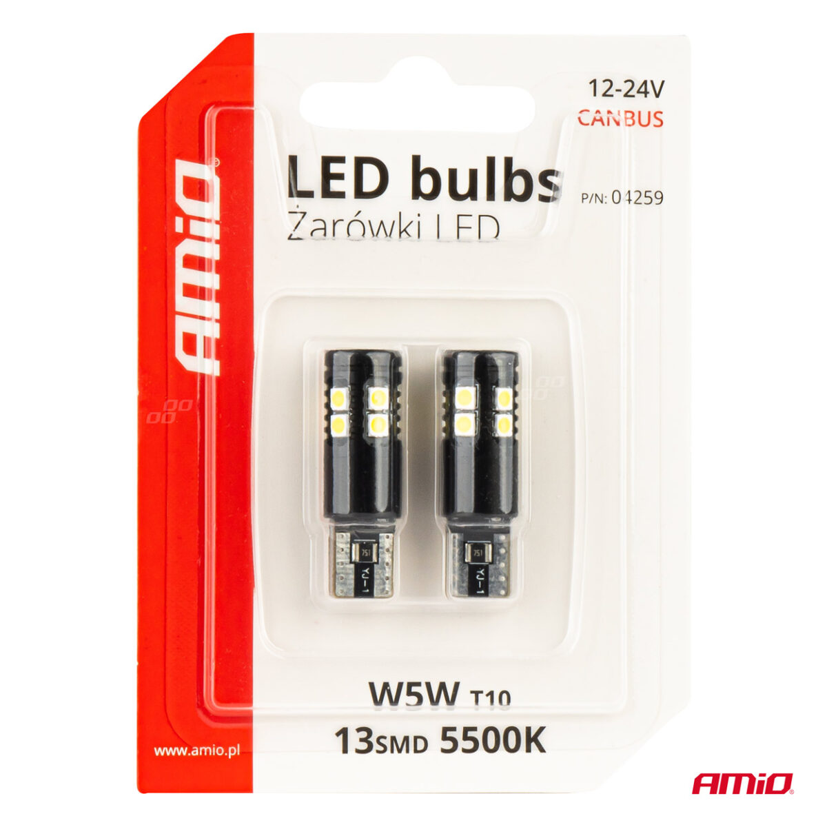 ΛΑΜΠΑΚΙΑ T10 W5W 12V/24V LED CAN-BUS 13xSMD 3030 ΛΕΥΚΟ 5500K ΑΜΙΟ - 2 ΤΕΜ. - Image 5