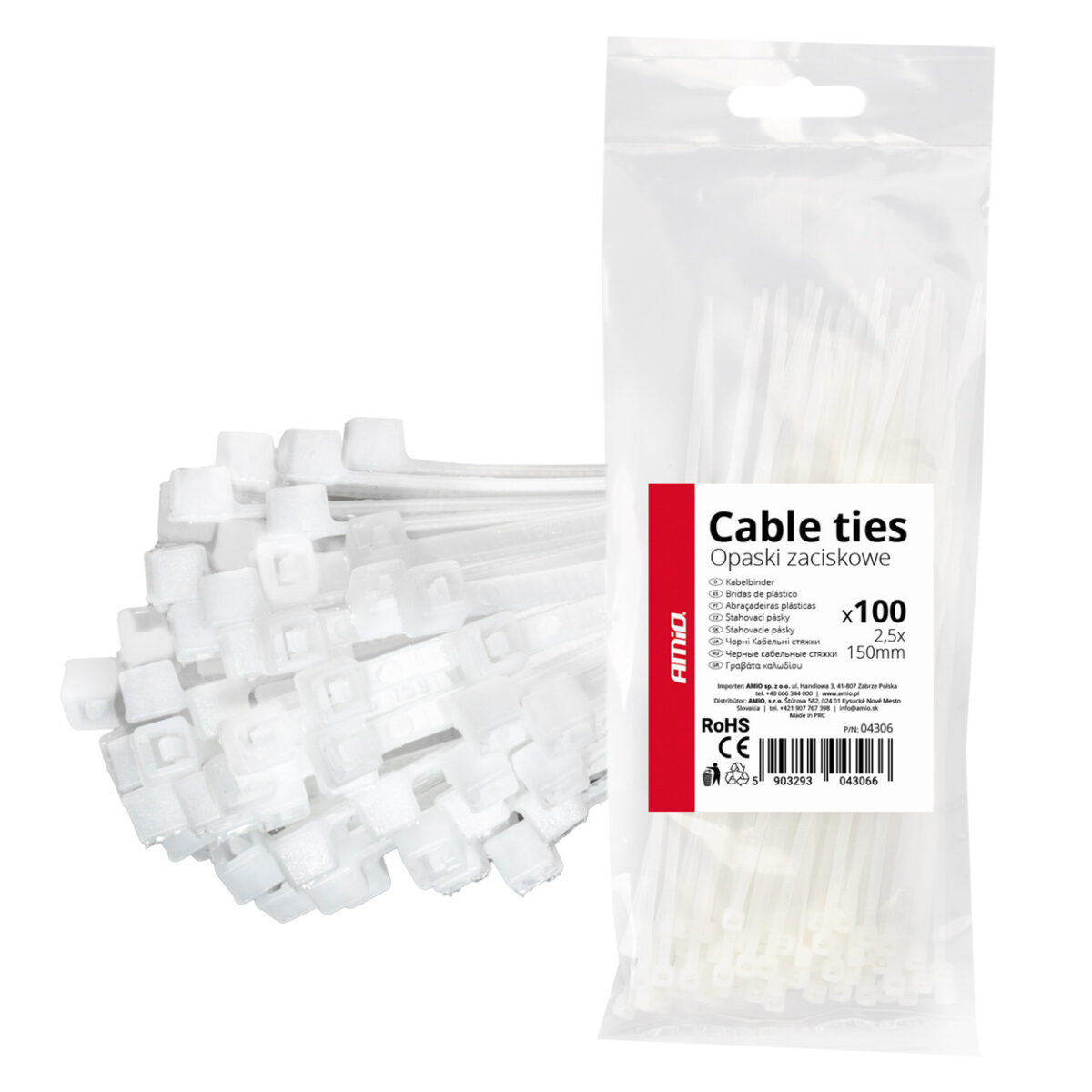ΔΕΜΑΤΙΚΑ/ΔΕΤΙΚΑ ΚΑΛΩΔΙΩΝ TIE WRAP (ΤΑΙΡΑΠ) 2.5 x 150mm (ΛΕΥΚΟ)  ΑΜΙΟ - 100 ΤΕΜ. - Image 1