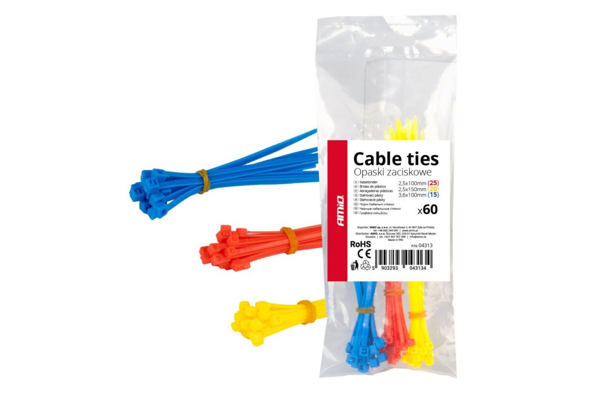ΔΕΜΑΤΙΚΑ/ΔΕΤΙΚΑ ΚΑΛΩΔΙΩΝ TIE WRAP(ΤΑΙΡΑΠ) 2.5x100mm/2.5x150mm/3.6x100mm (ΔΙΑΦΟΡΑ ΧΡΩΜΑΤΑ)ΣΕΤ ΑΜΙΟ - 60 ΤΕΜ. - Image 1