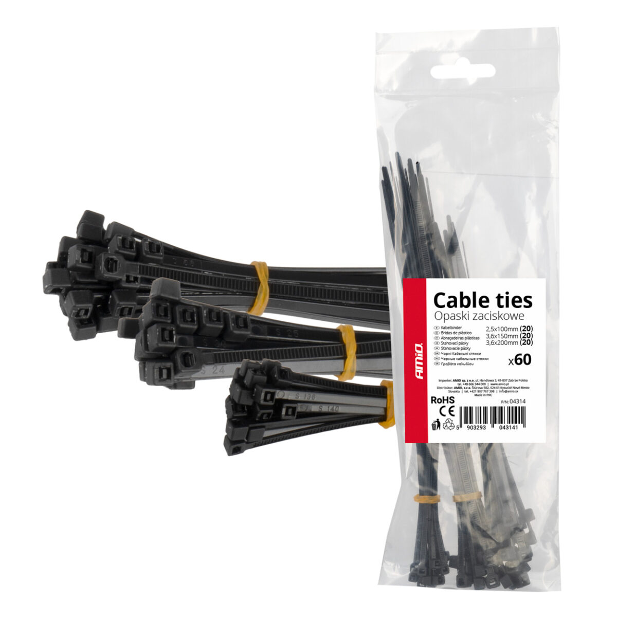ΔΕΜΑΤΙΚΑ/ΔΕΤΙΚΑ ΚΑΛΩΔΙΩΝ TIE WRAP(ΤΑΙΡΑΠ) 2.5x100mm / 3.6x150mm / 3.6x200mm ΜΑΥΡΟ ΧΡΩΜΑ ΣΕΤ ΑΜΙΟ - 60 ΤΕΜ. - Image 1