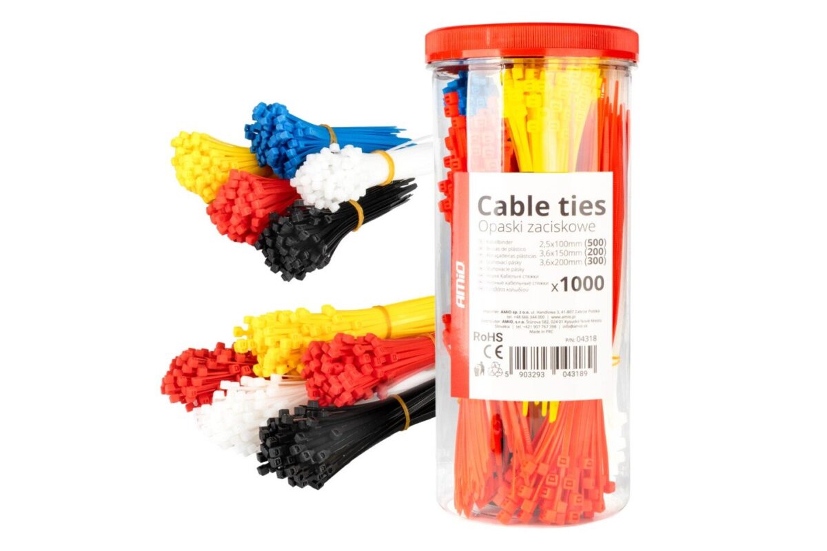 ΔΕΜΑΤΙΚΑ/ΔΕΤΙΚΑ ΚΑΛΩΔΙΩΝ TIE WRAP(ΤΑΙΡΑΠ) 2.5x100mm/3.6x150mm/3.6x200mm ΣΕ ΔΙΑΦΟΡΑ ΧΡΩΜΑΤΑ ΣΕΤ ΑΜΙΟ - 1000 ΤΕΜ. - Image 1