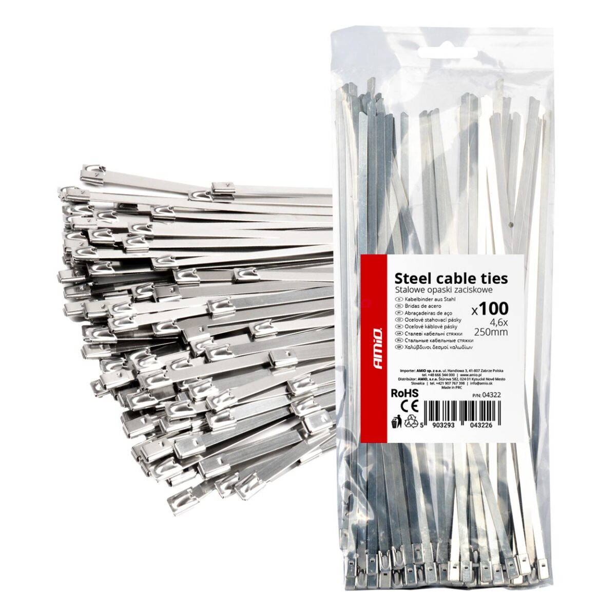 ΔΕΜΑΤΙΚΑ/ΔΕΤΙΚΑ ΚΑΛΩΔΙΩΝ TIE WRAP (ΤΑΙΡΑΠ) ΜΕΤΑΛΛΙΚΑ 4,6 x 250mm ΑΜΙΟ - 100 ΤΕΜ. - Image 1