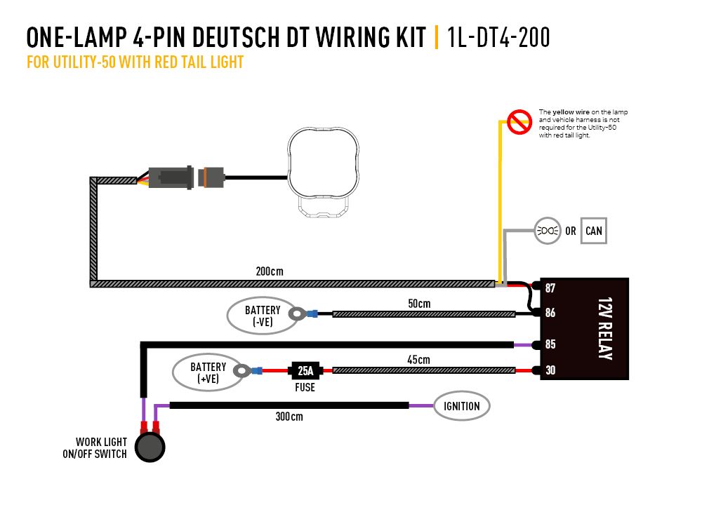 Καλωδίωση ενός προβολέα (4-Pin, Deutsch DT, 12V) 2m Lazerlamps - Image 5