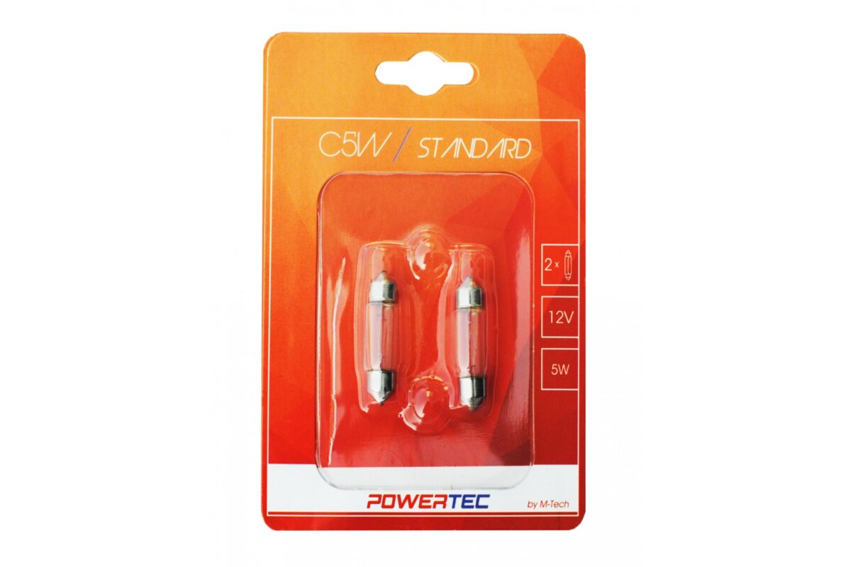 ΛΑΜΠΑΚΙΑ ΠΛΑΦΟΝΙΕΡΑΣ C5W 12V 5W SV8,5-8 11x36mm POWERTEC STANDARD ΑΛΟΓΟΝΟΥ 2ΤΕΜ. - Image 1