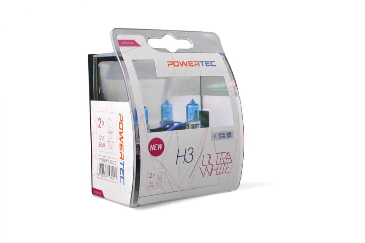 H3 12V 55W PK22s POWERTEC ULTRA WHITE 2ΤΕΜ. M-TECH - Image 1